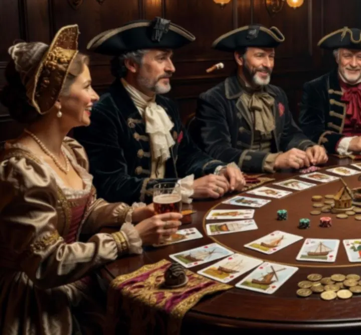 Thema pokeravond met gasten aan stijlvolle pokertafels